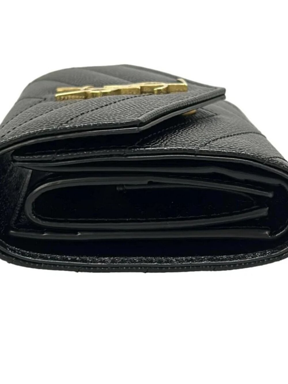 SAINT LAURENT PARIS Cassandra Multifold Wallet 692061 Black Leather - - Picture 10 of 12
